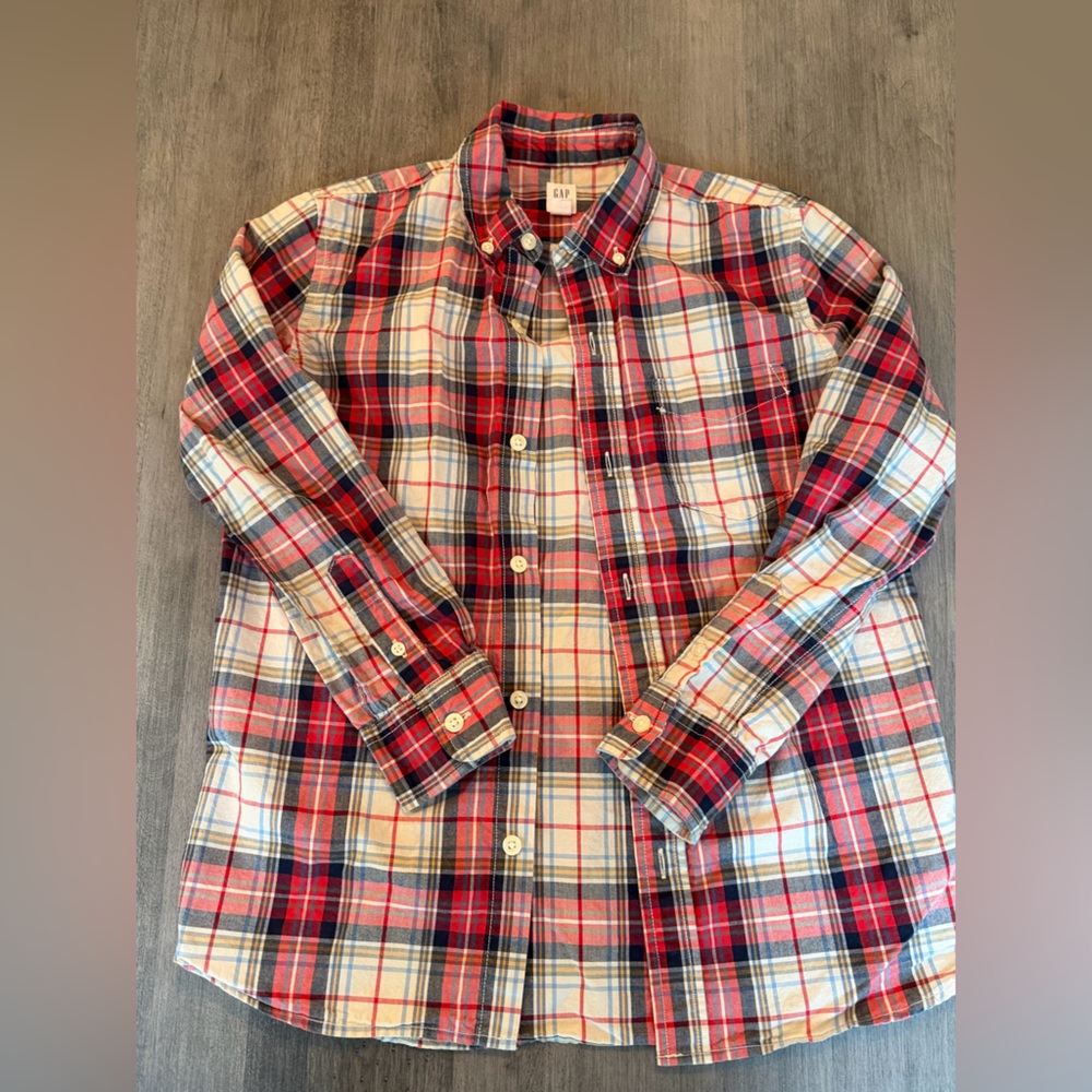 GAP Kids 100% Cotton Multicolor Plaid Shirt L (10)